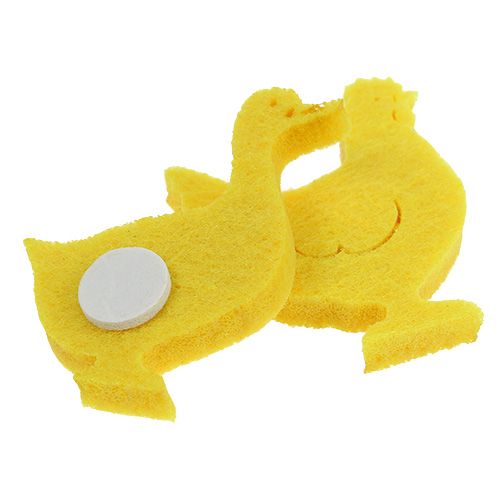 Artículo Pato de fieltro, pollo autoadhesivo amarillo 96 uds.