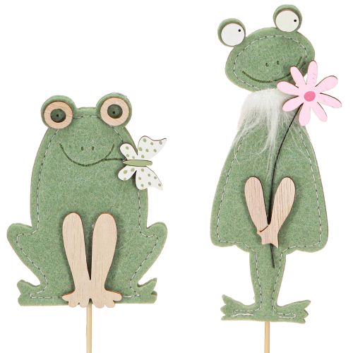 Floristik24 Tapones decorativos de fieltro con forma de rana: tapones elásticos para plantas para flores y arreglos florales, 10 cm, 12 unidades