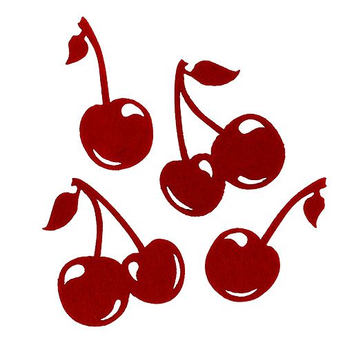 Floristik24 Cerezas de fieltro rojas 32p