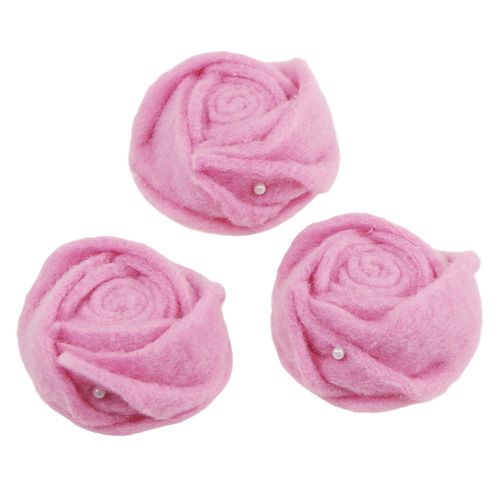 Floristik24 Fieltro rosa rosa Ø6.5cm 9pcs