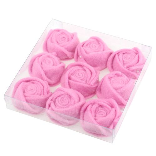 Floristik24 Fieltro rosa rosa Ø6.5cm 9pcs