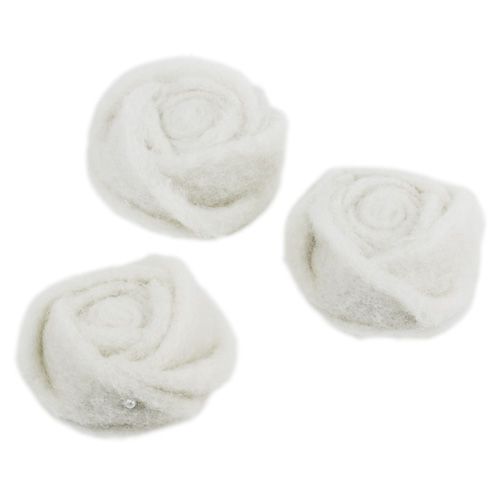 Floristik24 Fieltro rosa blanco Ø6cm 9p