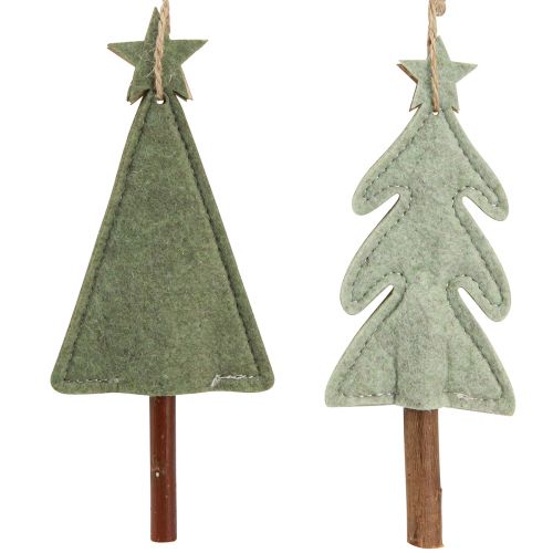 Artículo Árboles de Navidad de fieltro para colgar adornos para árboles de Navidad verde 18cm 8 piezas