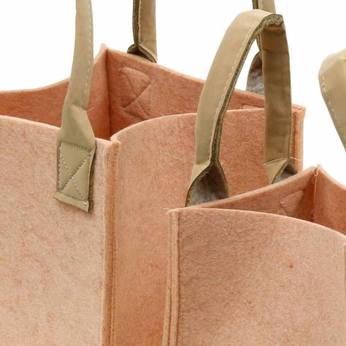 Floristik24 Jardinera de fieltro bolsa de fieltro rosa con asas decoración de fieltro juego de 2