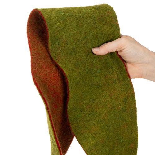 Cinta de fieltro de lana bicolor para macetas de floristería, verde/rojo, 15 cm x 5 m | Floristik24.es