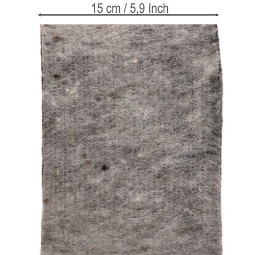 Bisagra para maceta de fieltro de lana bicolor, gris/negro, 15 cm x 5 m | Floristik24.es