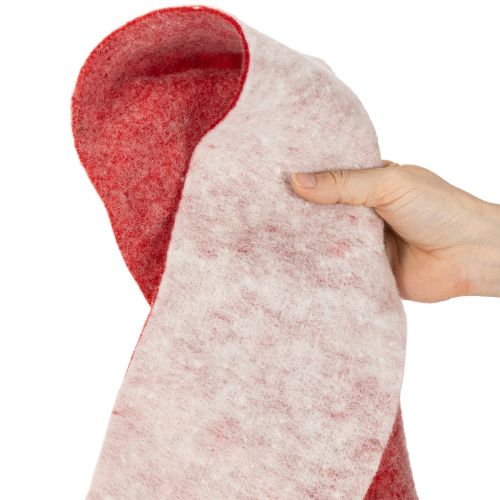 Cinta de fieltro, 100% lana, bicolor, para usar como salvamanteles, cinta de fieltro blanca/roja, 15 cm x 5 m | Floristik24.es