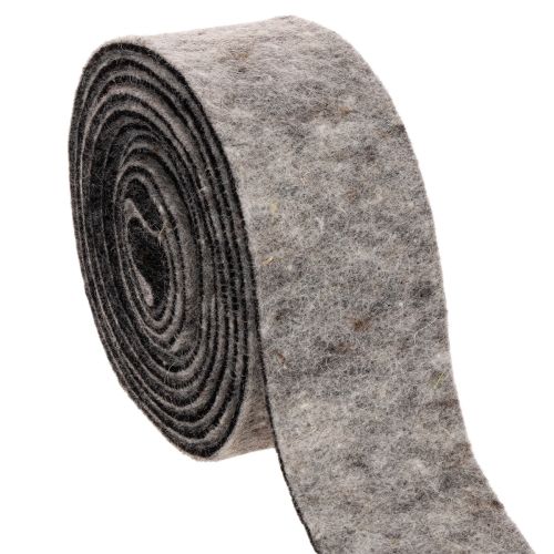 Cinta de fieltro, correa para macetas, 100% lana, gris/negro, 7,5 cm de ancho, 5 m de largo comprar | Floristik24.es