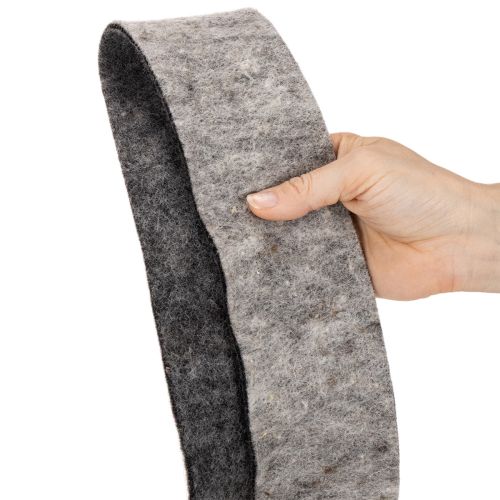 Cinta de fieltro, correa para macetas, 100% lana, gris/negro, 7,5 cm de ancho, 5 m de largo | Floristik24.es