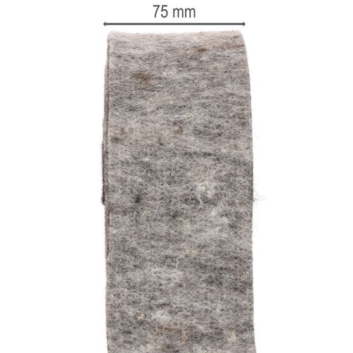 Cinta de fieltro, correa para macetas, 100% lana, gris/negro, 7,5 cm de ancho, 5 m de largo | Floristik24.es