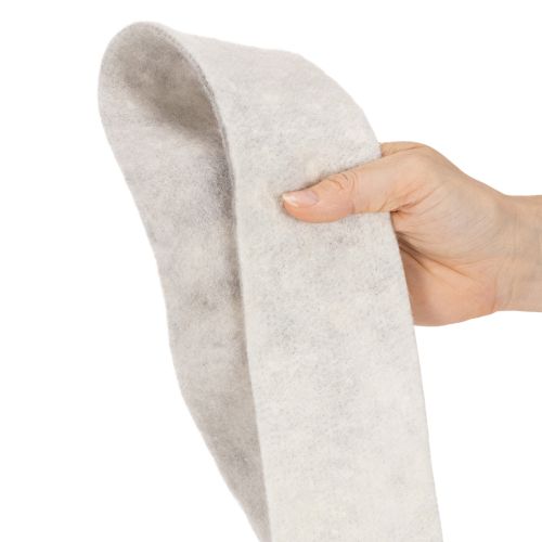 Cinta de fieltro bicolor, blanca/gris, hecha de 100% lana, 7,5 cm de ancho, 5 m de largo. | Floristik24.es