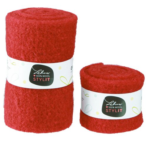 Artículo Cinta de fieltro cinta de lana roja cinta decorativa W7/15cm L1m/1m juego de 2