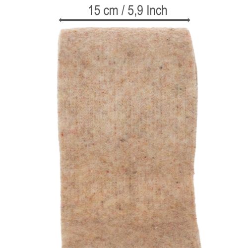 Cinta de fieltro de lana bicolor, se vende por metro para proyectos creativos, marrón/blanco, 15 cm x 5 m | Floristik24.es