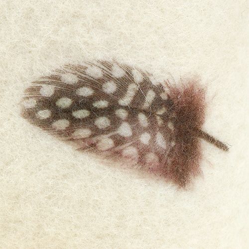 Floristik24 Cinta de fieltro crema con patrón de plumas 15cm 2m