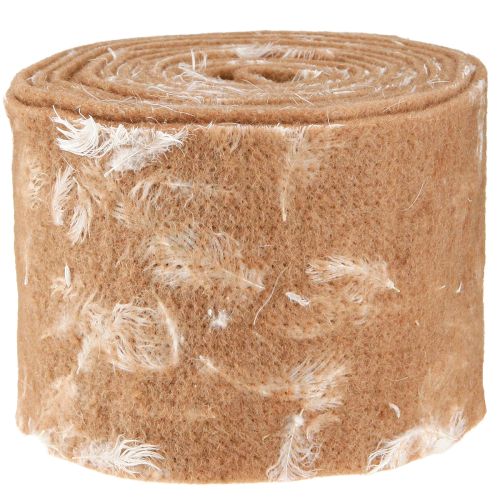 Artículo Cinta de fieltro cinta de lana tejido decorativo plumas marrones fieltro de lana 15cm 5m
