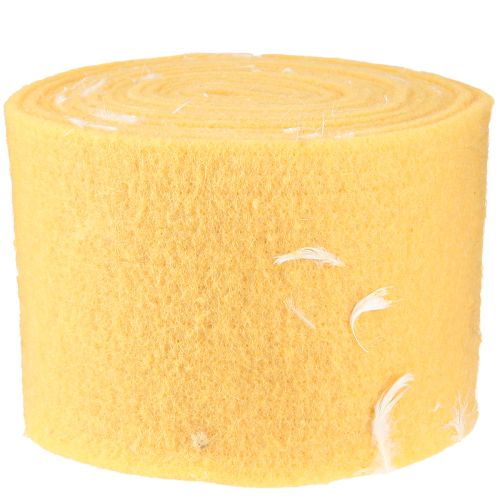 Artículo Cinta de fieltro cinta de lana tejido decorativo plumas amarillas fieltro de lana 15cm 5m