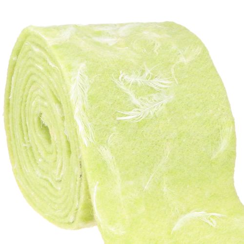 Floristik24 Cinta de fieltro cinta de lana tela decorativa plumas verde claro fieltro de lana 15cm 5m