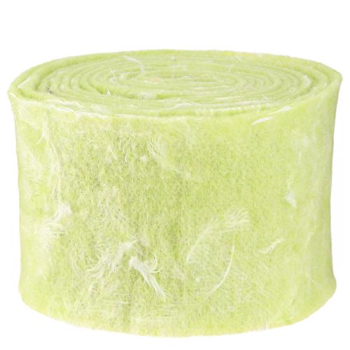 Artículo Cinta de fieltro cinta de lana tela decorativa plumas verde claro fieltro de lana 15cm 5m