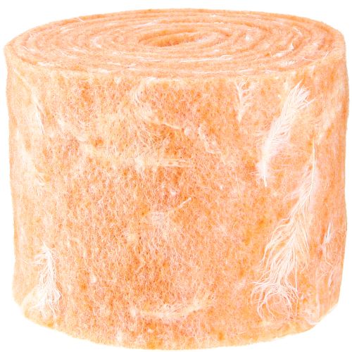 Artículo Cinta de fieltro cinta de lana tejido decorativo plumas naranja fieltro de lana 15cm 5m