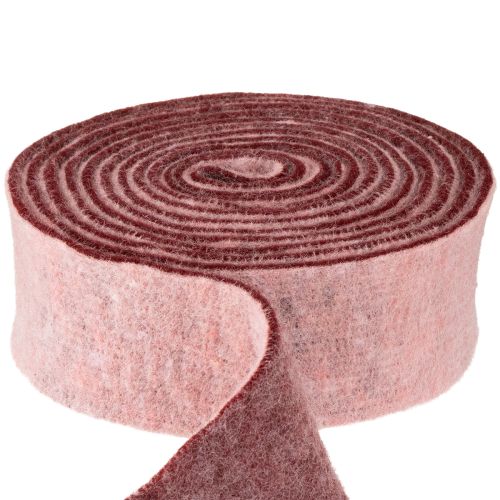 Cinta de fieltro bicolor, cinta para macetas, cinta de fieltro de lana rosa y rojo, 7,5 cm, 5 m