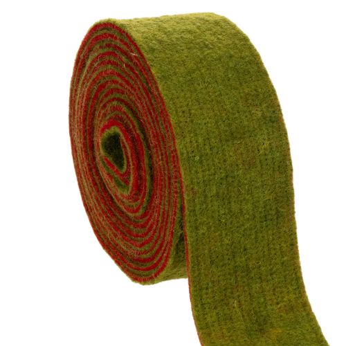 Cinta de fieltro, cinta bicolor para agarraderas, 100 % lana, rojo/verde, 7,5 cm de ancho, 5 m de largo. comprar | Floristik24.es