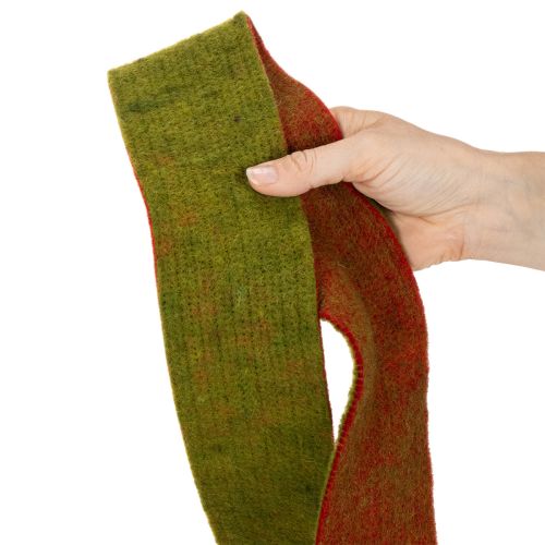 Cinta de fieltro, cinta bicolor para agarraderas, 100 % lana, rojo/verde, 7,5 cm de ancho, 5 m de largo. | Floristik24.es