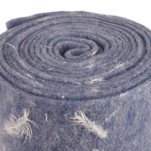 Artículo Cinta de fieltro cinta de lana tejido decorativo plumas azules fieltro de lana 15cm 5m