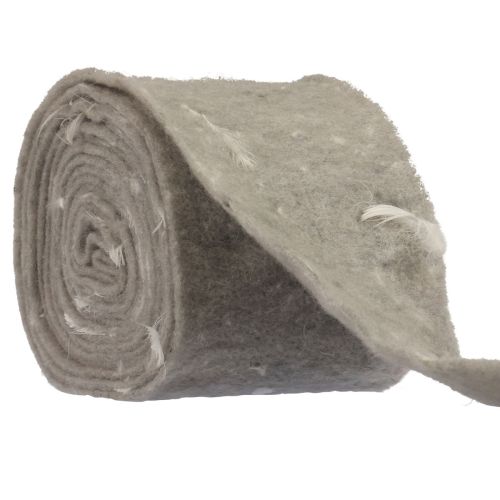 Artículo Cinta de fieltro cinta de lana tejido decorativo plumas grises fieltro de lana 15cm 5m