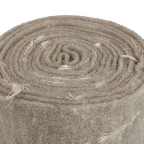 Floristik24 Cinta de fieltro cinta de lana tejido decorativo plumas grises fieltro de lana 15cm 5m