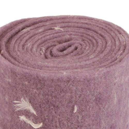 Floristik24 Cinta de fieltro cinta de lana tela decorativa plumas moradas fieltro de lana 15cm 5m