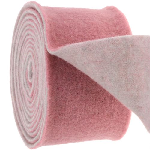 Floristik24 Cinta de fieltro, cinta para macetas bicolor rosa viejo/gris 15cm 5m