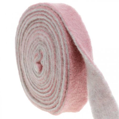 Bisagra para macetas, cinta decorativa de fieltro de lana rosa oscuro / gris An4.5cm L5m