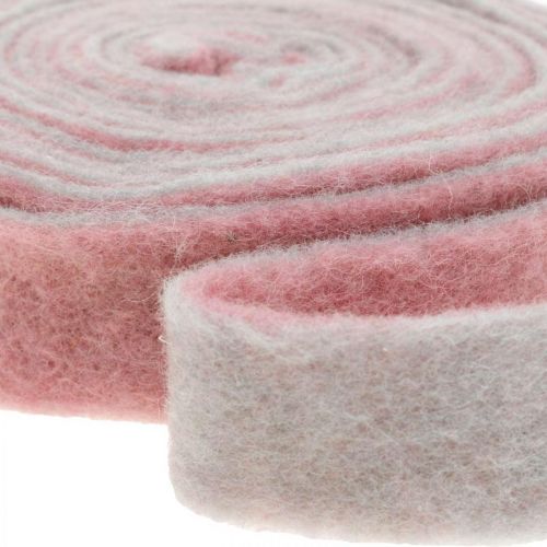 Bisagra para macetas, cinta decorativa de fieltro de lana rosa oscuro / gris An4.5cm L5m
