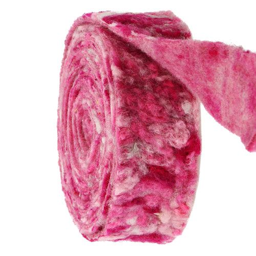 Floristik24 Cinta de fieltro Happy pink 7,5cm 5m