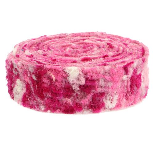 Floristik24 Cinta de fieltro Happy pink 7,5cm 5m