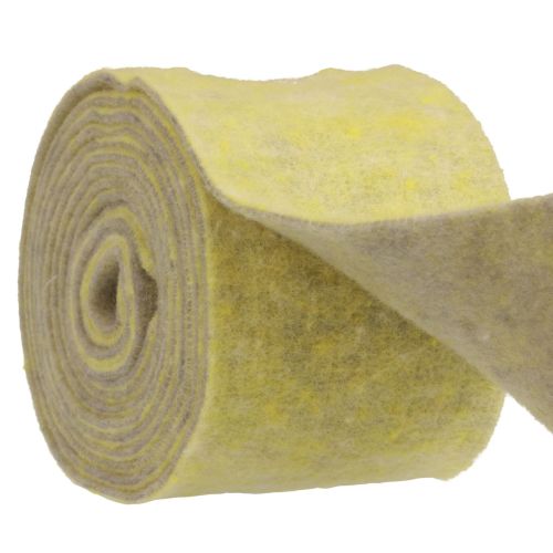 Floristik24 Cinta de fieltro cinta de lana cinta de maceta cinta decorativa gris amarillo 15cm 5m