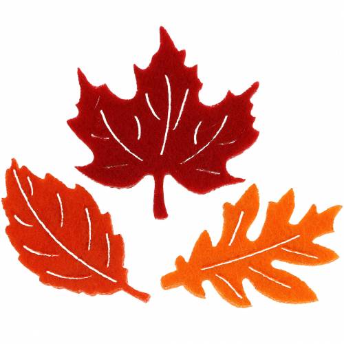 Floristik24 Sprinkle deco hojas de fieltro de otoño rojo, naranja 3,5cm 36pz