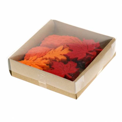 Floristik24 Sprinkle deco hojas de fieltro de otoño rojo, naranja 3,5cm 36pz