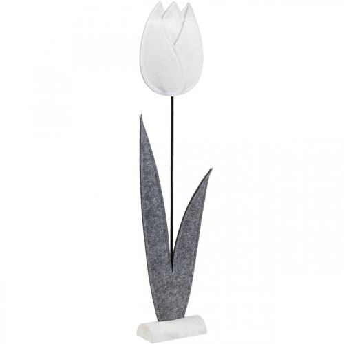 Floristik24 Flor de fieltro fieltro deco flor tulipán blanco H68cm