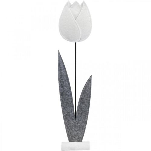 Floristik24 Flor de fieltro fieltro deco flor tulipán blanco H68cm