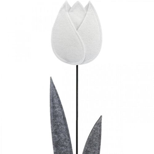 Artículo Flor de fieltro fieltro deco flor tulipán blanco H68cm