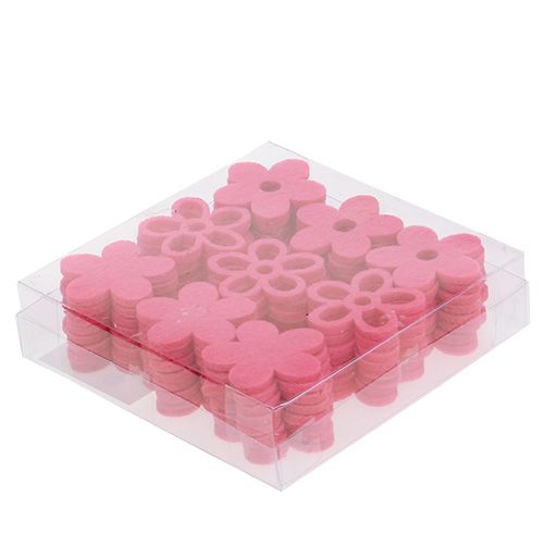 Floristik24 Flor de fieltro para esparcir rosa como decoración set Ø4cm 72 piezas