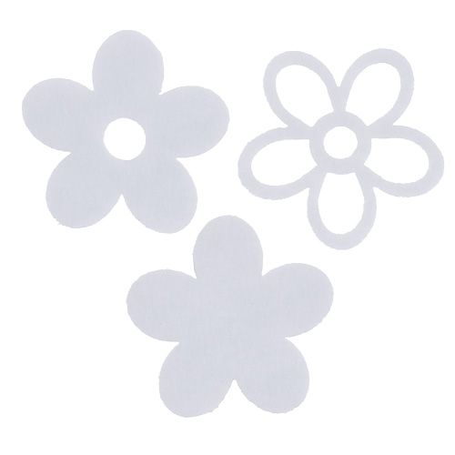 Floristik24 Flor de fieltro para espolvorear blanco en mezcla decorativa Ø4cm 72pcs