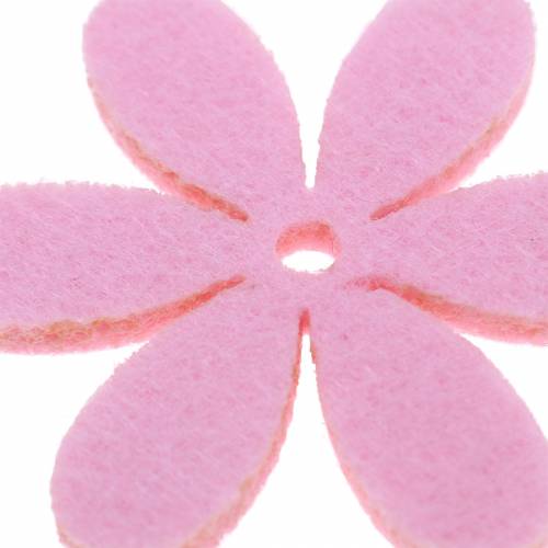 Floristik24 Flor de fieltro Ø4.5cm rosa, blanco, rosa surtido 54ud