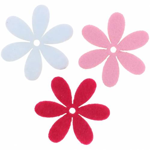 Floristik24 Flor de fieltro Ø4.5cm rosa, blanco, rosa surtido 54ud