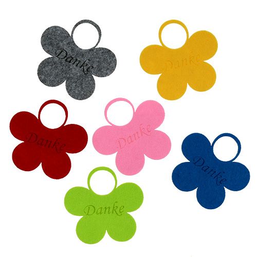 Floristik24 Colgante flor fieltro &quot;Gracias&quot; 10cm 8pcs