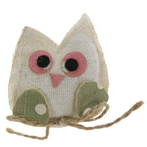 Floristik24 Tela de búhos decorativa 6cm rosa / verde / blanco 6pcs