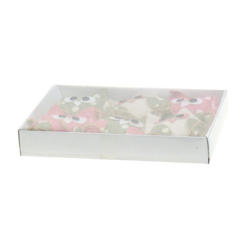 Floristik24 Tela de búhos decorativa 6cm rosa / verde / blanco 6pcs