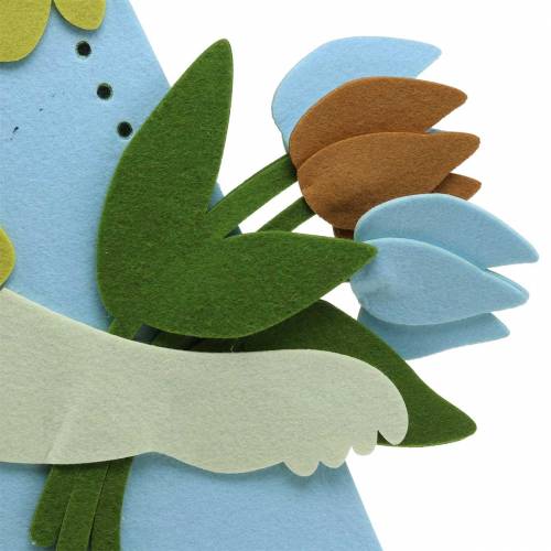 Floristik24 Conejo de Pascua grande fieltro crema, azul claro, 44cm H101cm decoración de la ventana