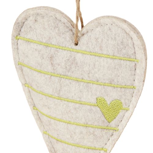 Artículo Colgantes de corazón de fieltro en set – Corazones decorativos románticos con bordado 12 cm 6 piezas
